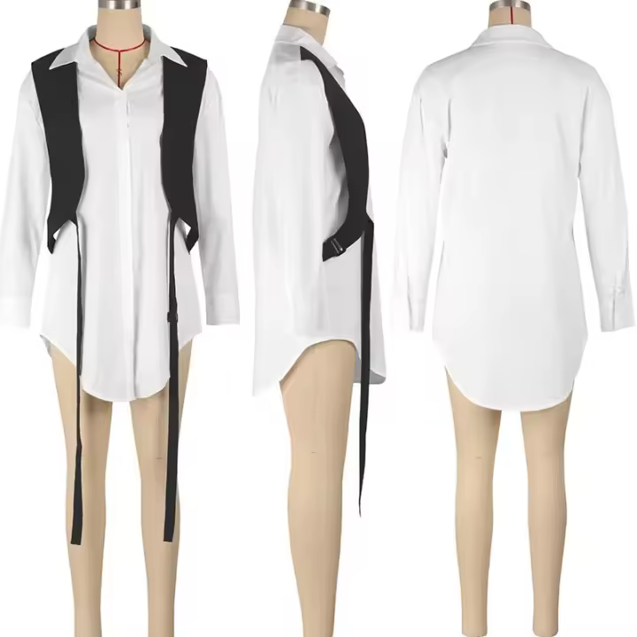 Vestido Blanco De Manga Larga Vintage Gótico Para Mujer Streetwear Ajuste Suave Fiesta Club Mini Vestido Cuello En V Botones - 1