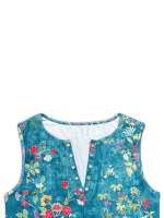 Chaleco Para Mujer Con Estampado Étnico Occidental Estilo Retro Sin Mangas Casual Top De Verano Con Botones Talla Regular - details 3
