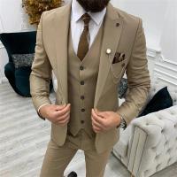 Traje Slim Fit Para Hombre 2024 Color Azul Marino Tuxedo De Boda Vestido Formal Para Cena Y Baile Traje De 3 Piezas (Blazer+Vest+Pantalones) Material COTTON Polyester Wool - details 5