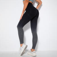 Leggings De Yoga Para Mujer Con Gradiente De Color Y Levantamiento De Glúteos Pantalones De Running Fitness Secado Rápido Talla True Leggings De Cintura Elástica De Nylon - details 1
