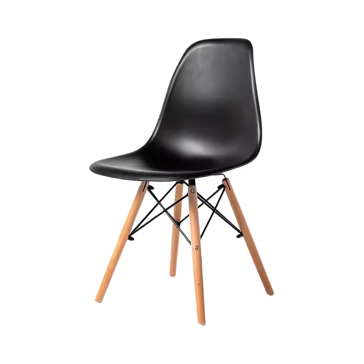 ORION91 Silla ORION91 Polipropileno Color Negro 🖤 y Patas en Madera Haya 46,5 x 48 x 82 cm Comedor Oficina Salón Teletrabajo Cocina – SpazioLuzio - 1