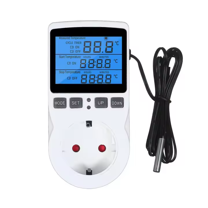 LCD Termostato Digital Controlador Termostato Control de enfriamiento de calefacción para terrario Acuario Reptiles Toma de salida controlada por temperatura - 1