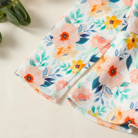 Conjunto De Moda Para Niñas De 1-4 Años 2 Piezas Camisa De Manga Larga Floral Y Jeans Con Agujeros Adecuado Para Primavera Y Otoño - details 3