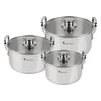 MasterPRO | Batería de cocina de acero inoxidable 3 cacerolas con tapa | Compatible inducción | Libre de PFOA - details 0