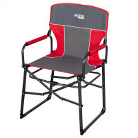 Aktive - Silla plegable camping, playa y pesca de 54x49x92 cm, color gris y rojo, soporta un peso máximo de 110 kg, topes antivuelco, reposabrazos acolchados, estructura de acero, plegado compacto, sillas para camping plegables, sillas camper plegables - details 0