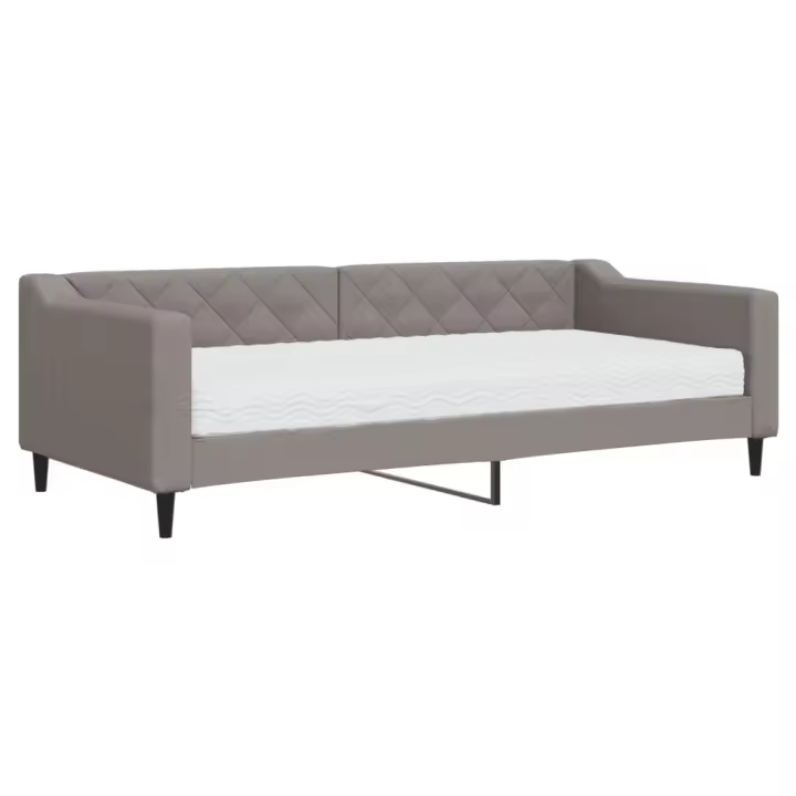 vidaXL Sofá cama con colchón tela gris taupe 90x200 cm - 1