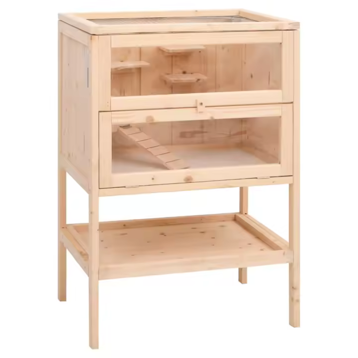 vidaXL Jaula para hámster madera maciza abeto 55x40x80 cm - 1