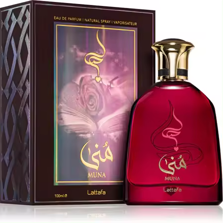 Lattafa Muna Eau de Parfum 100 ml – Perfume Floral y Afrutado para Mujer con Notas de Fresa, Sandía y Rosa de Damasco - 1