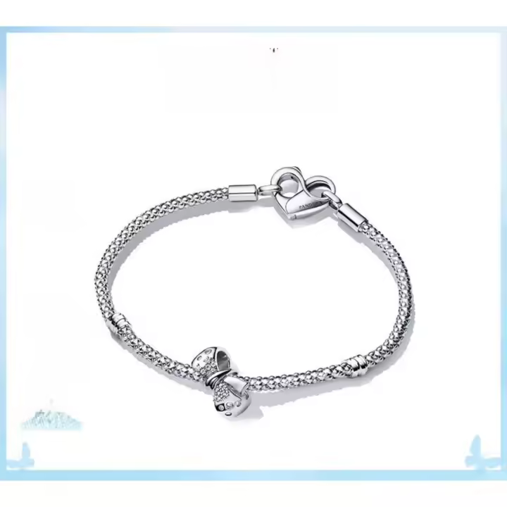 Pandora Conjunto de pulsera con lazo brillante, luz de lujo, dulce luz de estrellas, regalo para el Día de la Madre - 1