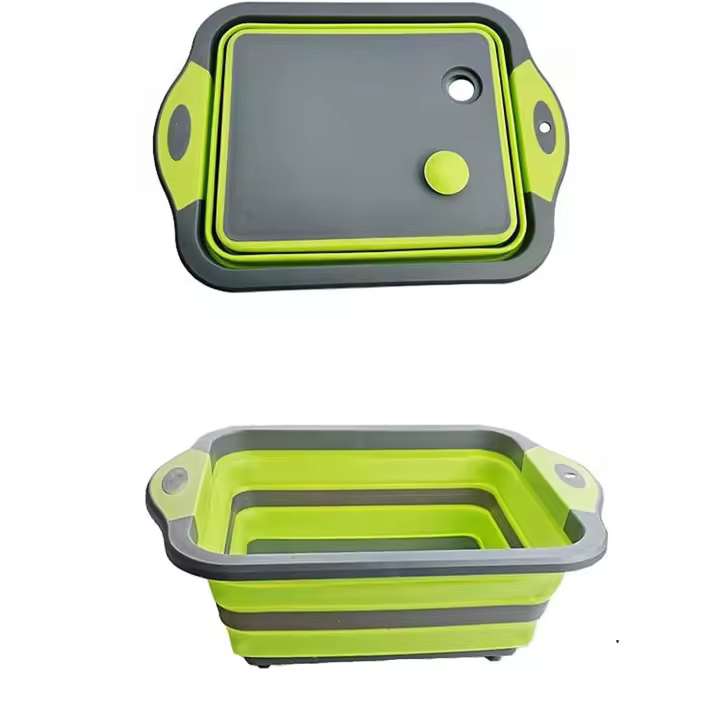 Vajilla de camping 3 en 1, accesorios de camping, tabla de Cortar de silicona - 1