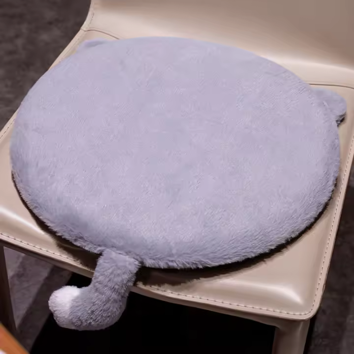 Cojín Redondo De Látex De Dibujos Animados Para Gatos Amorosos Para Oficina Y Dormitorio Cojín Para Silla De Oficina De Terciopelo Con Relleno De Algodón Y Espuma De Memoria - 1