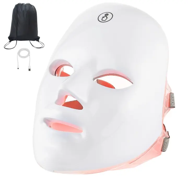 Máscara Facial Led Terapia De Fotón Dispositivo Regenerador Inalámbrica De 7 Colores Equipo Rejuvenecimiento De La Piel Acne Arrugas Lineas Expresion Manchas Rosacea Luz Diodos Recargable de - 1