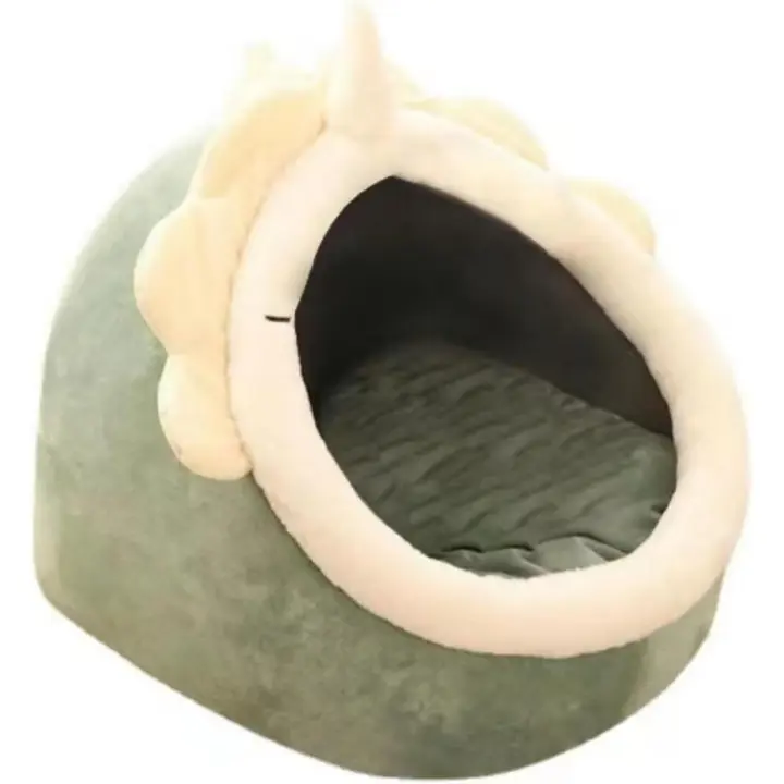 Camas para gatos de interior, nido semicerrado para gatos, linda cama tipo tienda de campaña con forma de dinosaurio para gatos, casa para gatos, camas para perros pequeños adecuadas - 1
