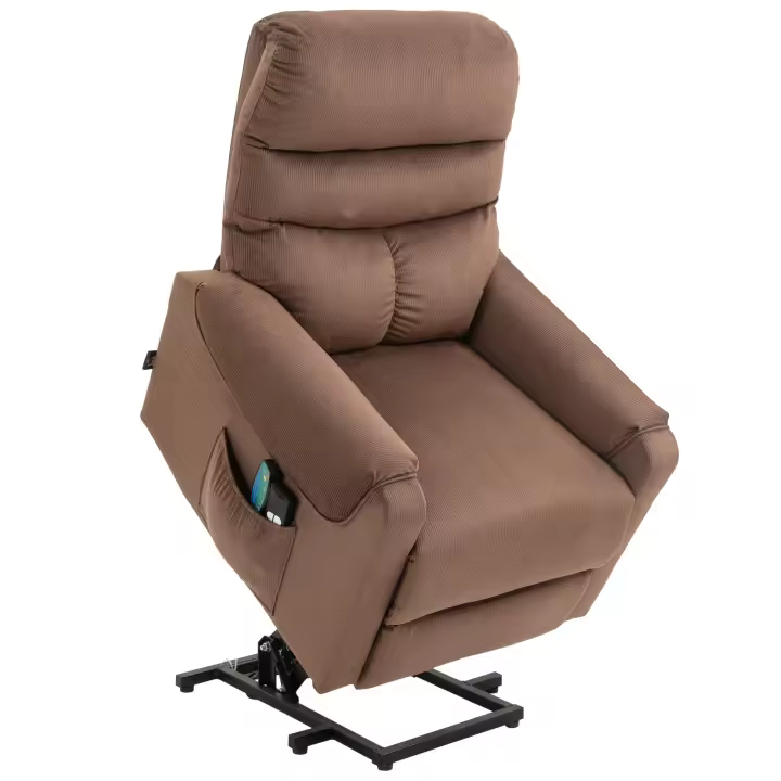 HOMCOM Sillón de TV con función de masaje Sillón con ayuda para lentarse Control remoto Calefacción eléctricaH Función reclinable Tejido de poliéster Metal Marrón 79 x 97 x 103 cm - 1