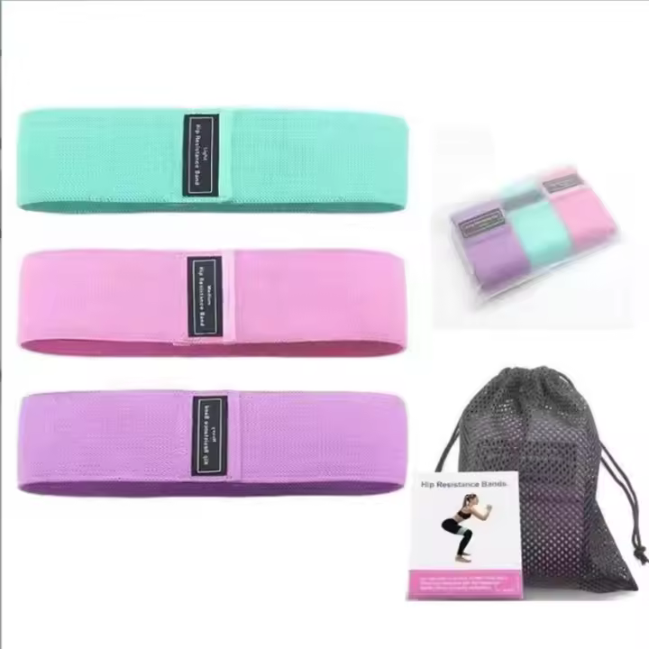 3Pcs Anillas De Resistencia De Tela Para Glúteos Y Piernas Ejercicio De Squat Y Estiramiento Adecuadas Para Gimnasio Y Yoga - 1