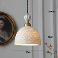 Lámpara De Noche Moderna Francesa En Estilo Japonés Retrò De Color Crema Con Cerámica Transparente Para Dormitorio Y Comedor Material De Latón Pulido - details 0