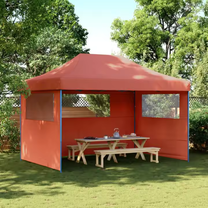vidaXL Tienda de fiesta plegable Pop-Up 3 paredes laterales terracota - 1