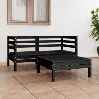 vidaXL Juego de muebles de jardín 3 pzas madera maciza de pino en color Blanco/Negro/Gris | almacenamiento funcional diseño moderno para baño dormitorio sala - details 1