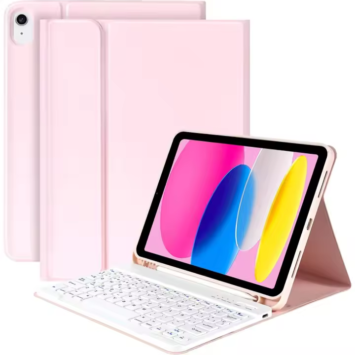 FGNS Funda con Teclado Español Ñ Inalámbrico Bluetooth para iPad 10.2” 9th Gen 2021/8th Gen 2020/7th Gen 2019/ iPad Pro 10.5/iPad Air 3, Carcasa PU Delgada rotectora Delgada con Ranura de Lápiz - 1