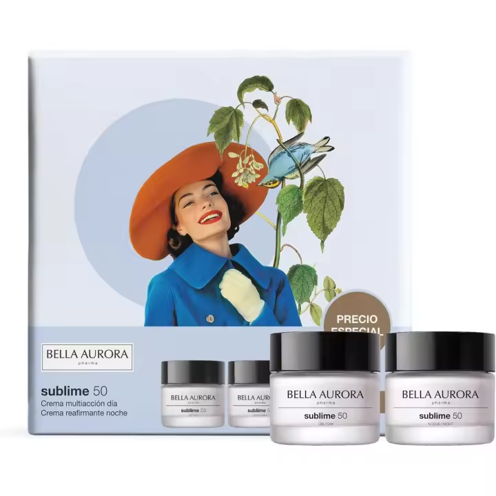 BELLA AURORA - Pack Sublime 50, Crema Multiacción Día 50ml + Crema Reafirmanete Noche 50ml, Tratamiento Antiedad, +50 Años, Efecto Lifting, Unifica Tono y Aporta Luminosidad, Cuidado Intensivo - 1