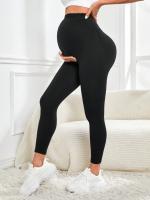 Leggings De Maternidad Con Soporte Para El Bello Algodón Tejido De Spandex Para Mujer Trousers De Cintura Alta Para Embarazadas Ropa De Embarazo Para Todas Las Estaciones - details 5