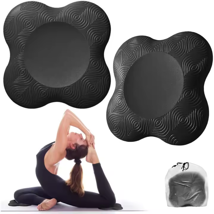 Paquete de 2 rodilleras de yoga, colchonetas de yoga antideslizantes para mujeres, soporte para arrodillarse en yoga, rodilleras de yoga cómodas y livianas para rodillas, manos y muñecas, color negro - 1
