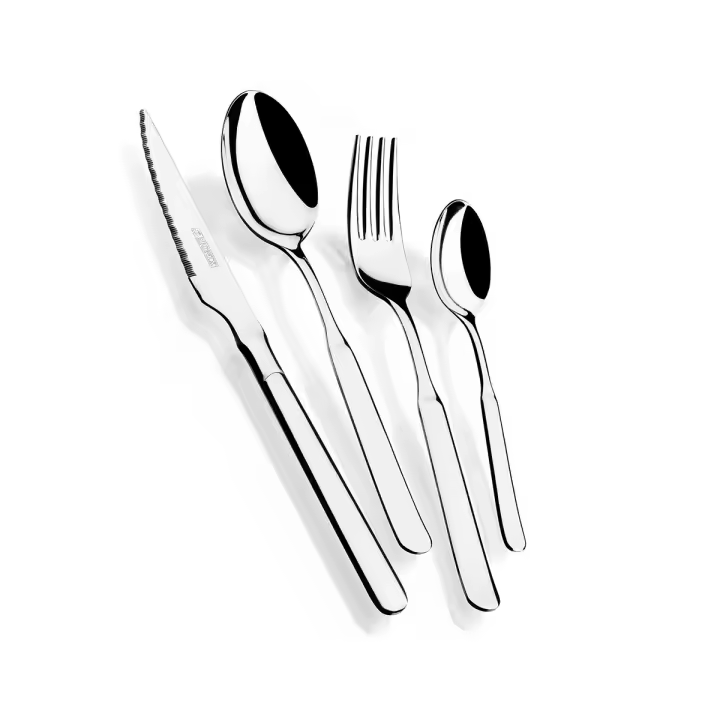 Monix Milán - Juego de 24, 75 o 113 cubiertos con cuchillo chuletero acero inoxidable. Acabado pulido brillante espesor 2,5 mm - 1