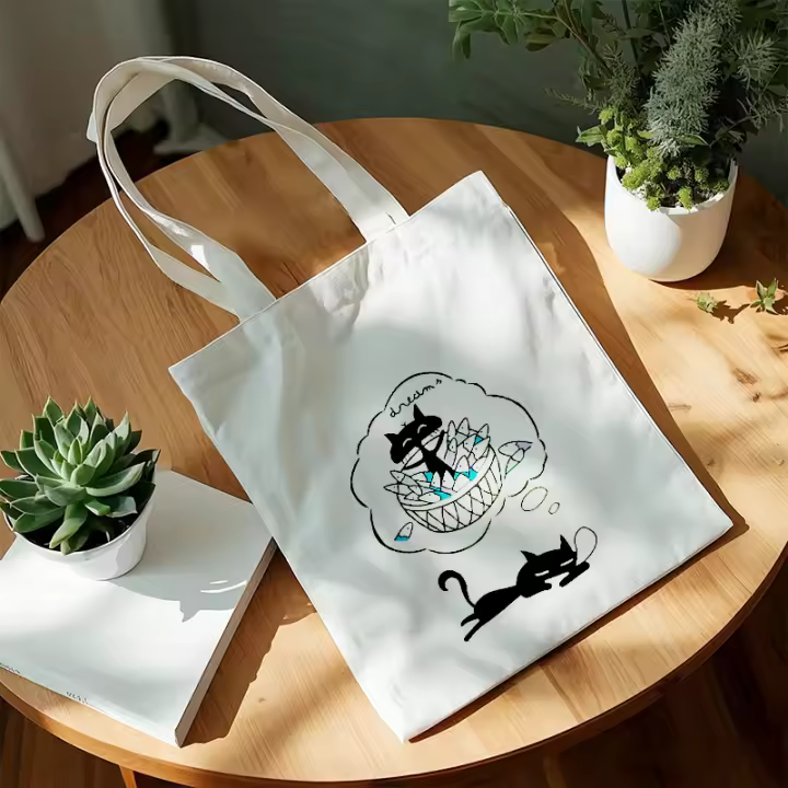 Bolso De Tela Grande Y Duradero Con Estampado De Gatos Negros Divertidos Para Mujer Bolsa De Compras Y Maquillaje Ecológica Bolsa De Hombro Con Estilo Casual, Bolsa de lona plegable y de gran capacidad - 1