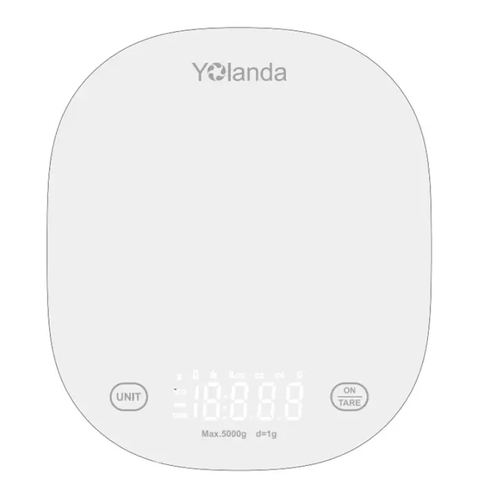 Bascula de Cocina hasta 5kg, Báscula Inteligente Con Bluetooth, Balanza para Alimentos con Superficie de Vidrio Templado y Pantalla LCD, Peso de Comida Funciona con Pila AA, Alta Precisión de 1g, Cocinar, Café, Blanco - 1