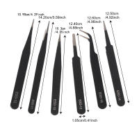 Juego De 6 Piezas De Aretes Precisos Para Reparación Industrial Antiestáticos Para Relojes Joyas Y Electrónica Incluye Aretes De Carbono - details 6