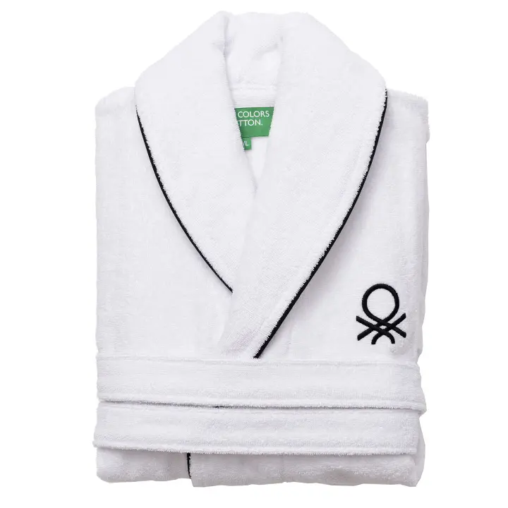 Albornoz m/l 360gsm 100% algodón negro black & white CASA BENETTON - 1