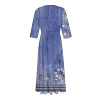 Vestido Bohemio De Verano Para Mujer Estampado Floral Casual Manga Corta Botones Estilo Playa Midi Elegante Robe O-Neck - details 29