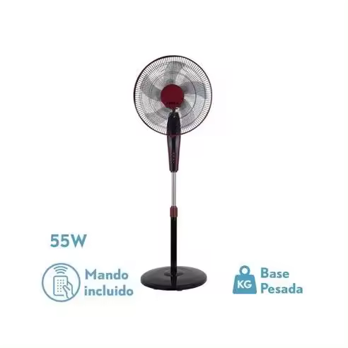 FABRILAMP Ventilador de Pie Borlon Negro 55W 3 Velocidades Oscilante - 1