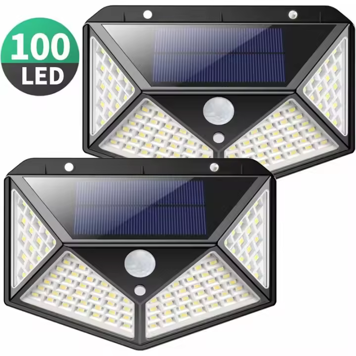 Solar Lights Outdoor,  Upgraded 100 LED Solar Motion Sensor Security Lights [1800mAh] Solar Wall Lights 270º Solar Powered Lights Waterproof Solar Lamp with 3 Modes for Garden [2 Pack] - 1