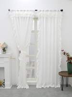 Cortinas De Veludo Blanco Suave Doble Para Decoración De Sala De Estar Y Dormitorio Ventanas Translúcidas Para Bodas Y Reuniones - details 2