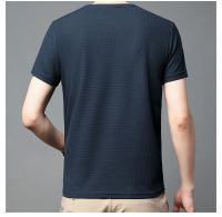 Camiseta Polo Corta Para Hombre Algodón Transpirable Estilo Casual Solido Con Splicing Redondo Cuello Tejido De Encaje - details 5