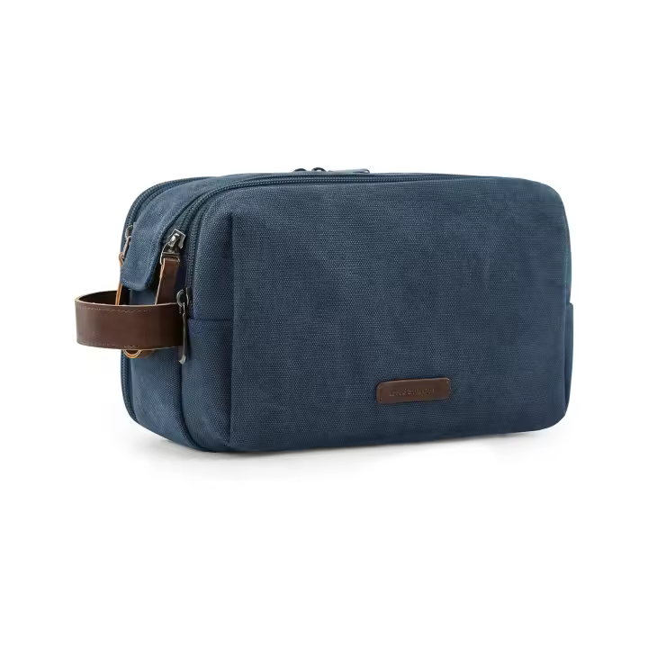 Neceser para hombre, Organizador de artículos de tocador de viaje de Lona, Bolsa de afeitar resistant al agua para accesorios de artículos de tocador, Azul Marino - 1