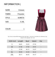 Vestido Mido Rojo De Fiesta Oktoberfest Para Mujer Vestido Dirndl Con Encaje Adecuado Para Halloween Y Oficina Estilo Elegante - details 0