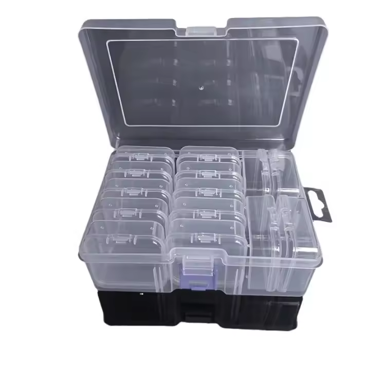Caja De Almacenamiento Transparente Plástico Con 14 Compartimentos Para Accesorios De Pintura a Mano Herramienta Multifuncional Para DIY - 1
