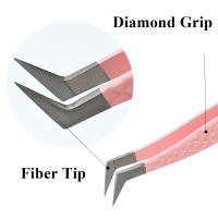 Aguja Para Pestañas LAGEE De Acero Inoxidable 420 Con Agarre De Diamante De Lujo Precisión En Volumen Para Maquillaje De Cejas - details 8