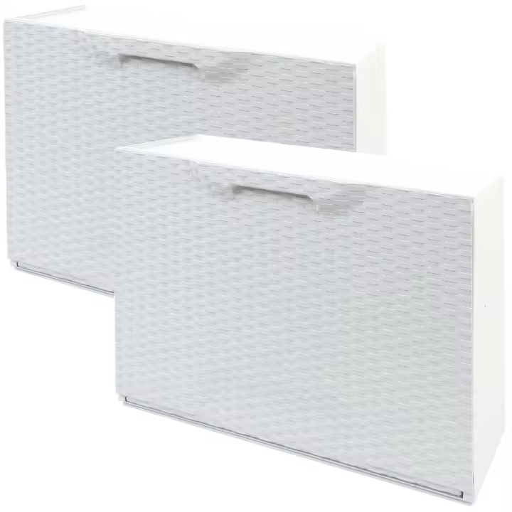 Pack 2 Zapateros WELLHOME Rattan Polipropileno Blanco - 1