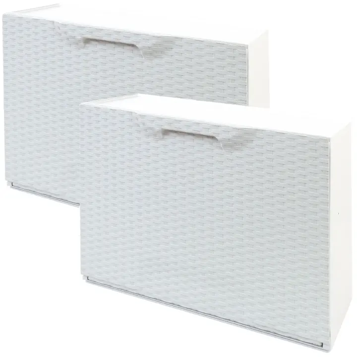 Pack 2 Zapateros WELLHOME Rattan Polipropileno Blanco - 1