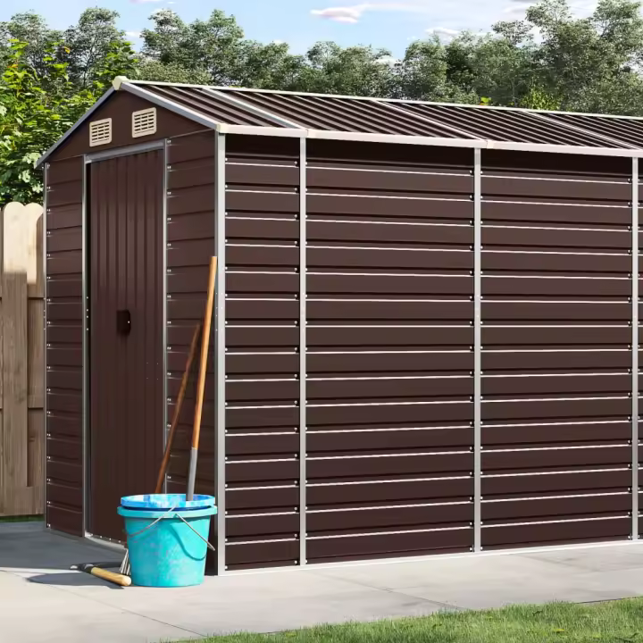 vidaXL Cobertizo de jardín acero galvanizado marrón 191x555x198 cm - 1
