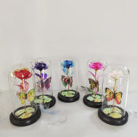 Lámpara De Rosas Artificiales Con LED Colores Y Mariposa En Vidrio Regalo Para Mujeres Luz De Galaxia Rosa Artificial Con Mariposa Y LED Colorido - details 14