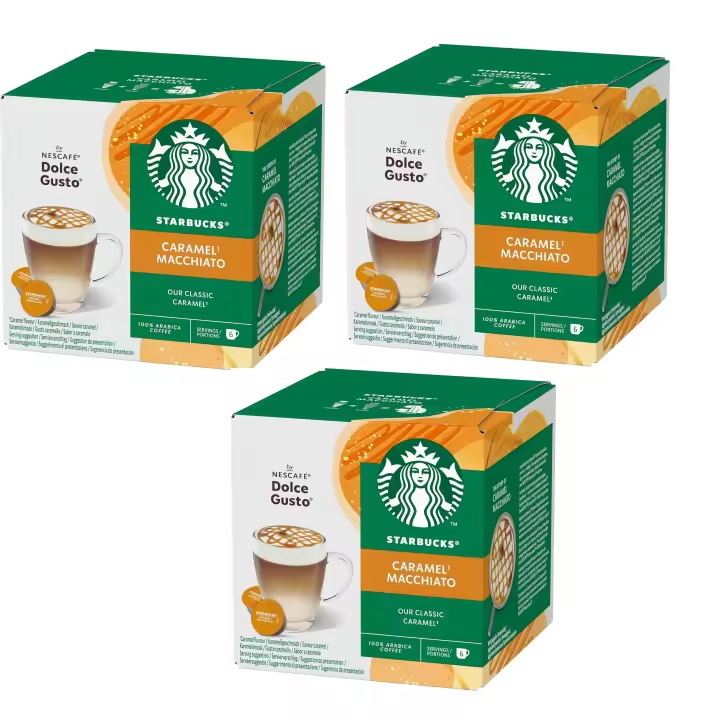 STARBUCKS Latte Caramel (leche caramelo) Caramel MACCHIATO De Nescafe Dolce Gusto Cápsulas De Café, 36 Unidades (Paquete de 3x12 capsulas) - 1