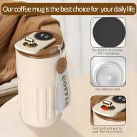 Taza de café con pantalla digital, termos, 410 ml, acero inoxidable 316, taza de viaje aislada, a prueba de fugas, taza de viaje con tapa para café, color Café - details 0