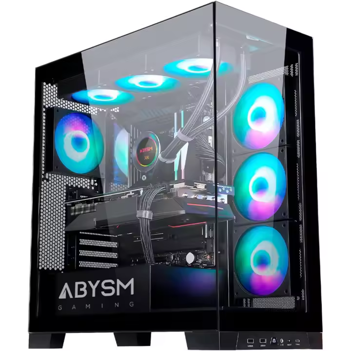 Abysm Gaming Caja PC Gamer Danube SAVA H500 Black ATX, con Espacio para Tarjetas Gráficas de hasta 430 mm, Lateral y Frontal de Cristal Templado, USB-C y Ventiladores ARGB - 1