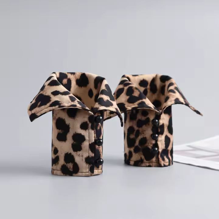 Pantalla De Mano Con Codos Para Mujer Estampado De Leopardo Estilo Retro Europeo Y Americano Con Borlas Decorativas 3D Versátil Para Mujer - 1