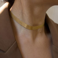 Collar De Cadena Ancha Tejida Peri'sBox En Acero De Titanio Texturizado Para Mujer Estilo Vintage Collar De Moda 2020 - details 1