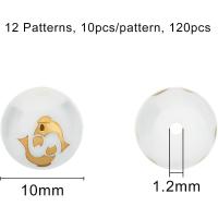 120Pcs Connectores De Constelaciones De Vidrio Con Signos Del Zodiaco Acabado Dorado 12 Estilos Encantos Redondos Para Joyería De Moda Para Mujeres - details 1